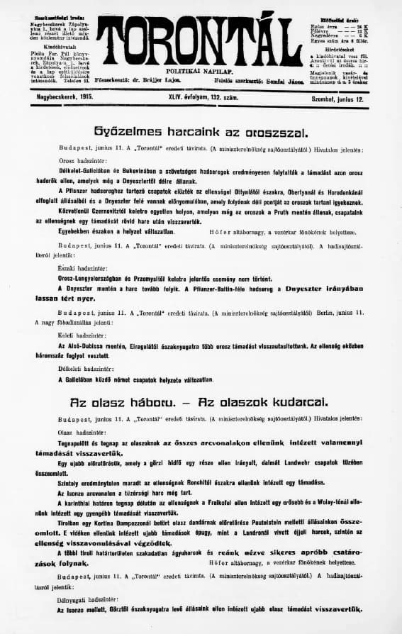 Torontál, 44. évf. 1915. június 12. 132. sz.