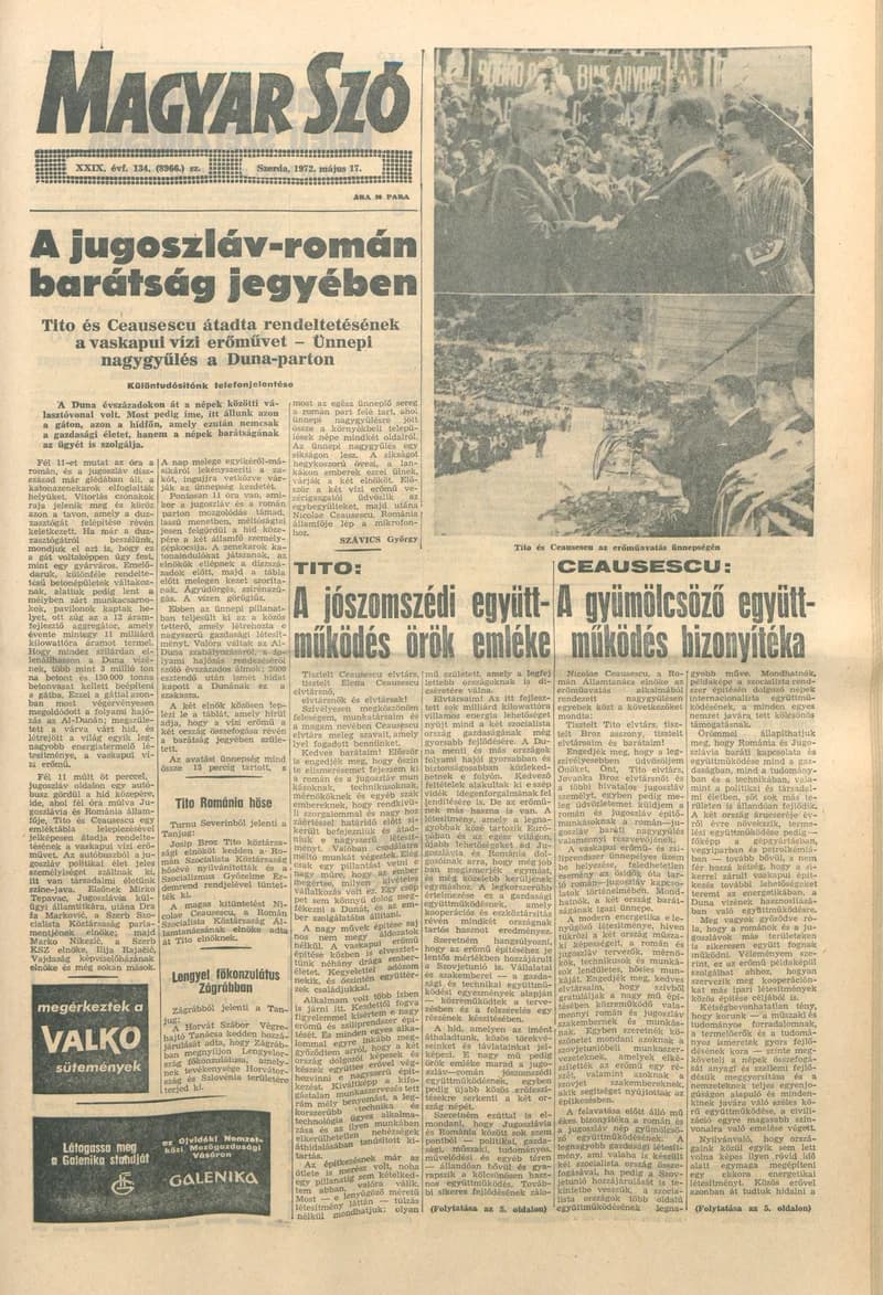 Magyar Szó, 29. évf. 1972. május 17. 134. sz. 1–20. oldal