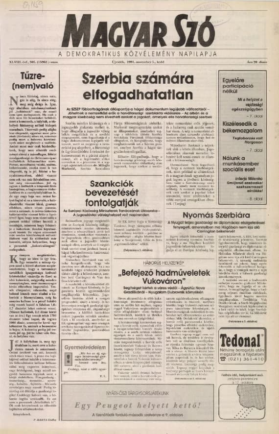 Magyar Szó, 48. évf. 1991. november 5. 305. sz. 1–20. oldal