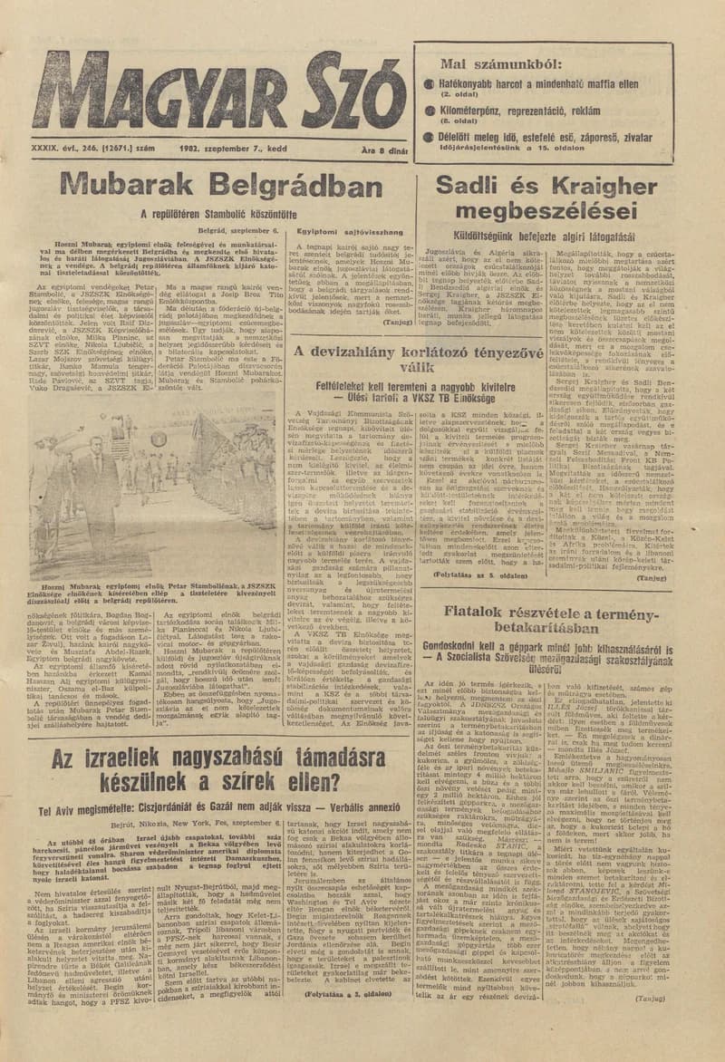 Magyar Szó, 39. évf. 1982. szeptember 7. 246. sz. 1–20. oldal