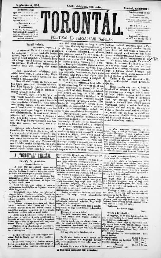 Torontál, 23. évf. 1894. szeptember 1. 200. sz.