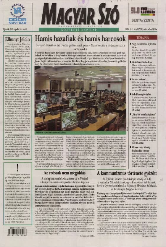 Magyar Szó, 64. évf. 2007. április 24. 94. sz. 1–20. oldal