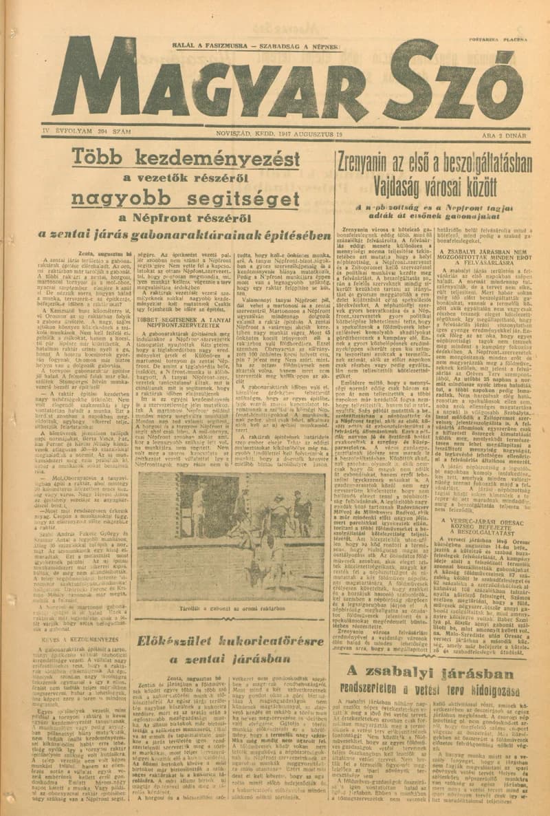 Magyar Szó, 4. évf. 1947. augusztus 19. 204. sz. 1–6. oldal