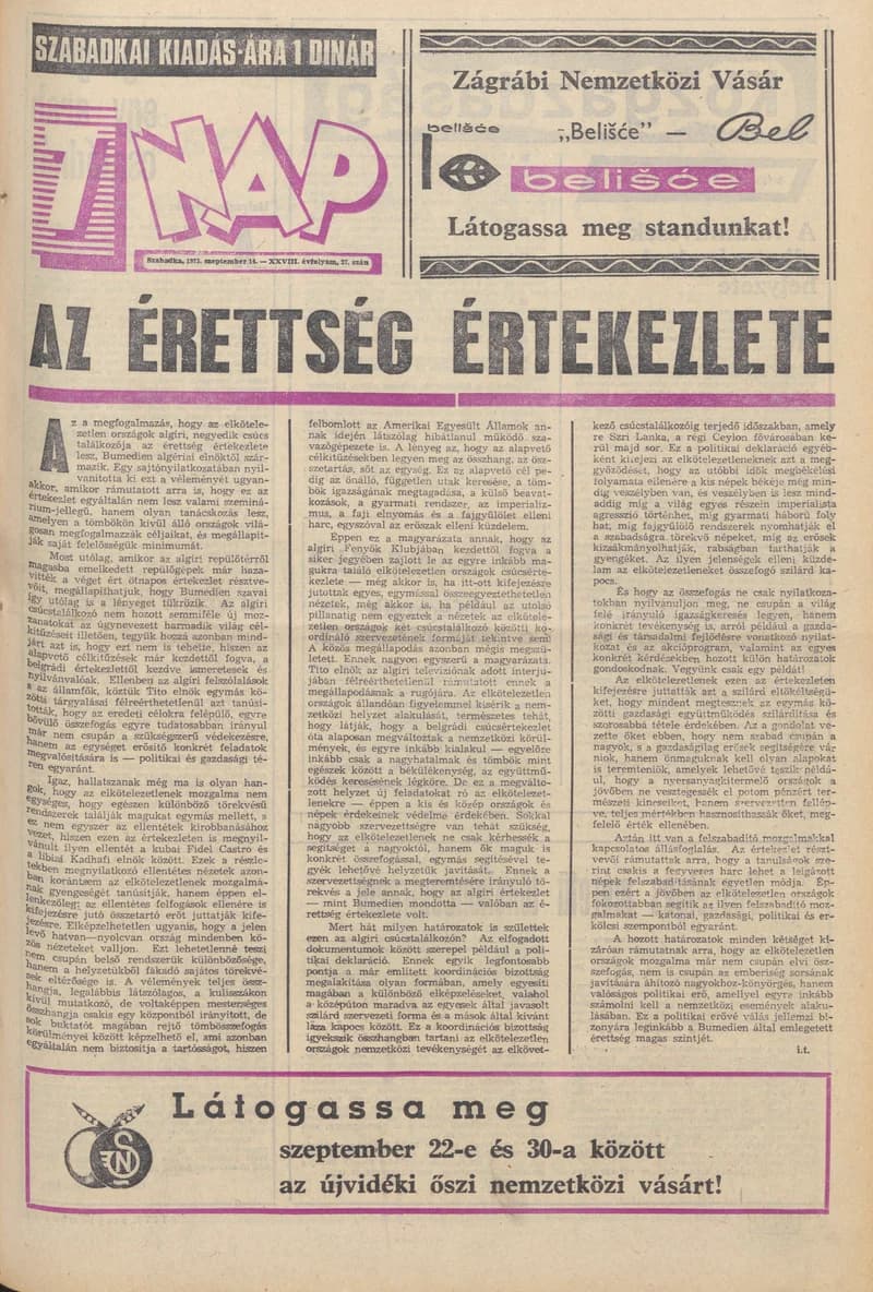 7 Nap, 28. évf. 1973. szeptember 14. 37. sz. 1–28. oldal