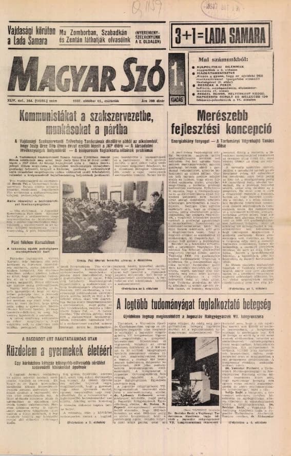 Magyar Szó, 44. évf. 1987. október 15. 184. sz. 1–16. oldal