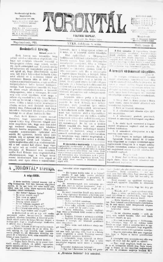 Torontál, 32. évf. 1903. január 12. 8. sz.