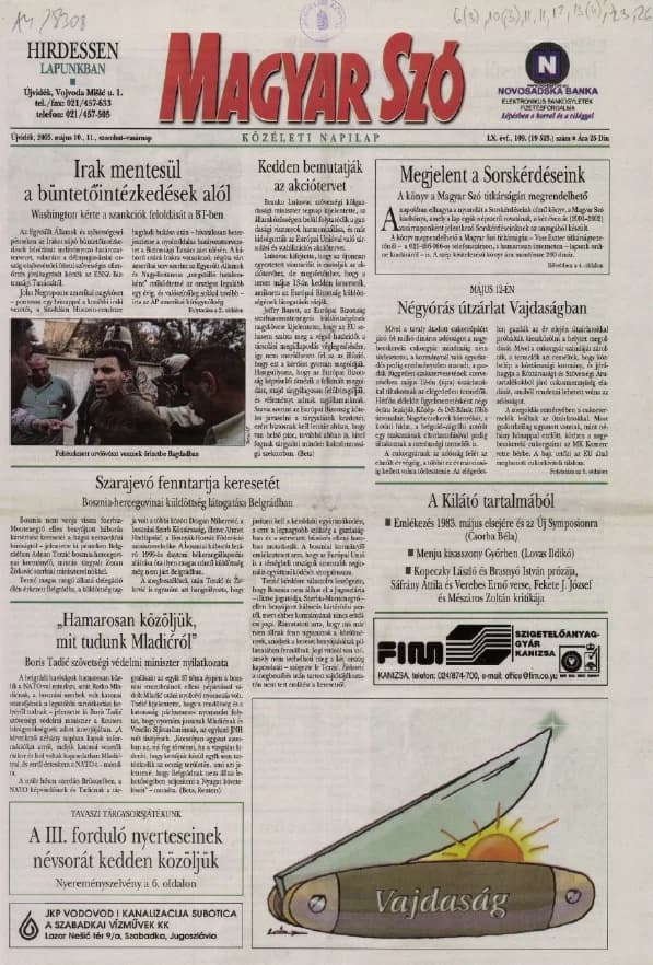 Magyar Szó, 60. évf. 2003. május 10. – 11. 109. sz. 1–32. oldal