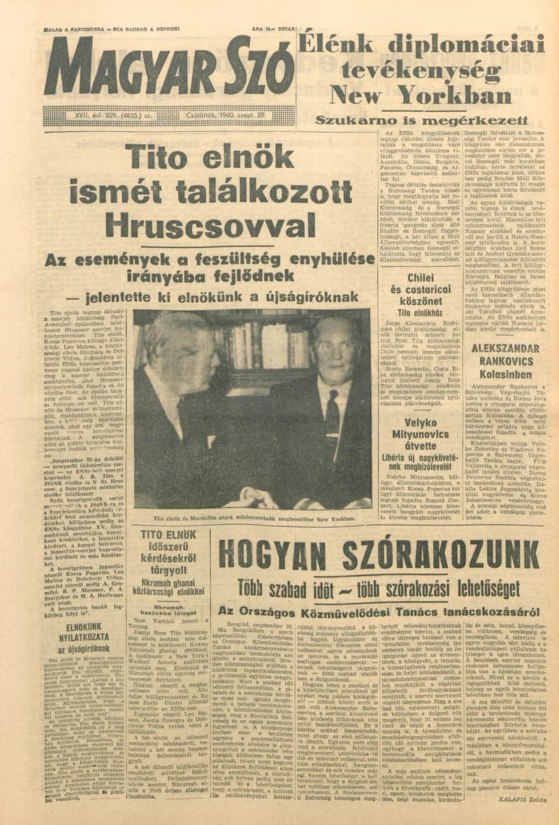 Magyar Szó, 17. évf. 1960. szeptember 29. 229. sz. 1–24. oldal