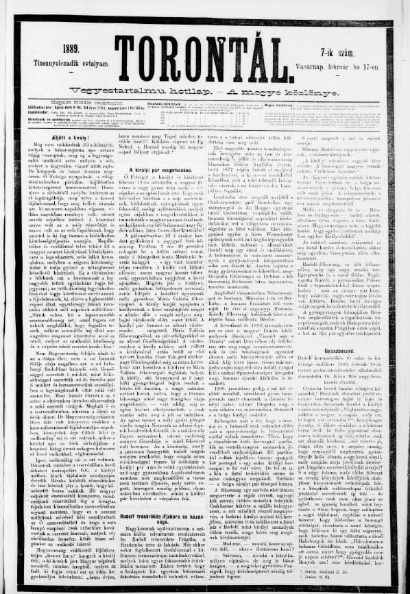 Torontál, 18. évf. 1889. február 17. 7. sz.