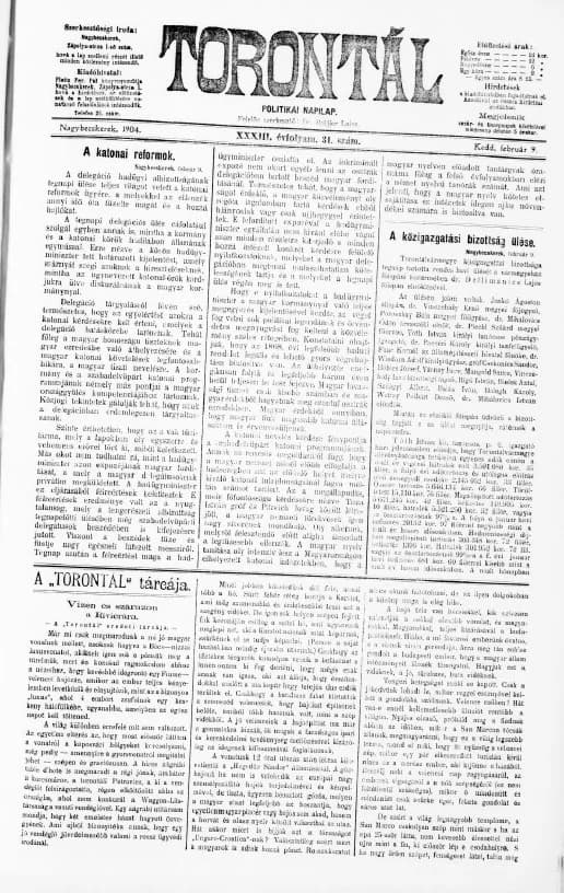 Torontál, 33. évf. 1904. február 9. 31. sz.