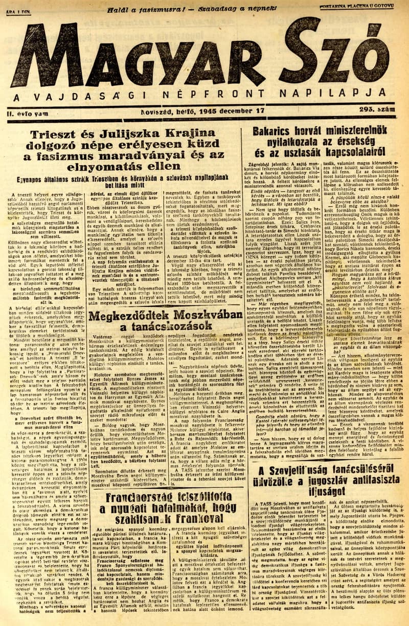 Magyar Szó, 2. évf. 1945. december 17. 293. sz. 1–4. oldal