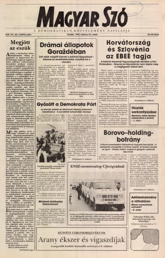 Magyar Szó, 49. évf. 1992. március 24. 82. sz. 1–20. oldal