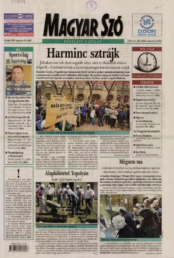 Magyar Szó, 66. évf. 2009. augusztus 10. 184. sz. 1–16. oldal
