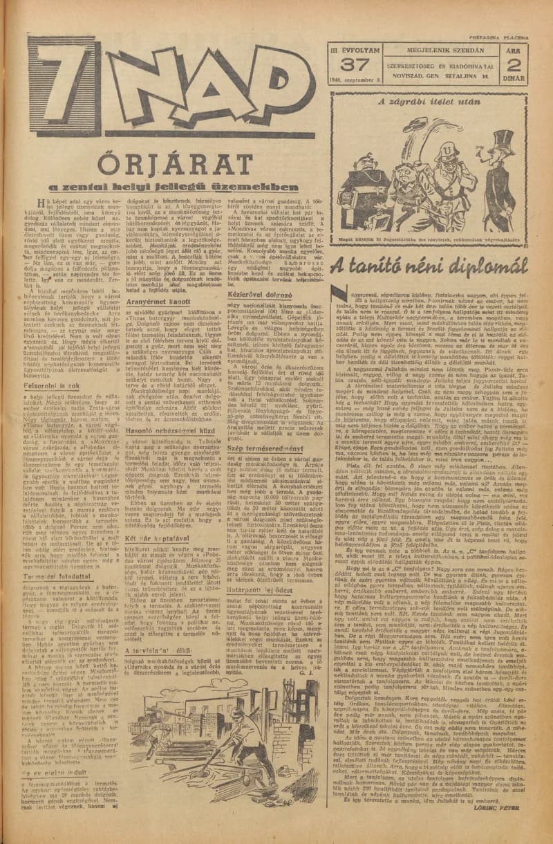 7 Nap, 3. évf. 1948. szeptember 8. 37. sz. 1–4. oldal