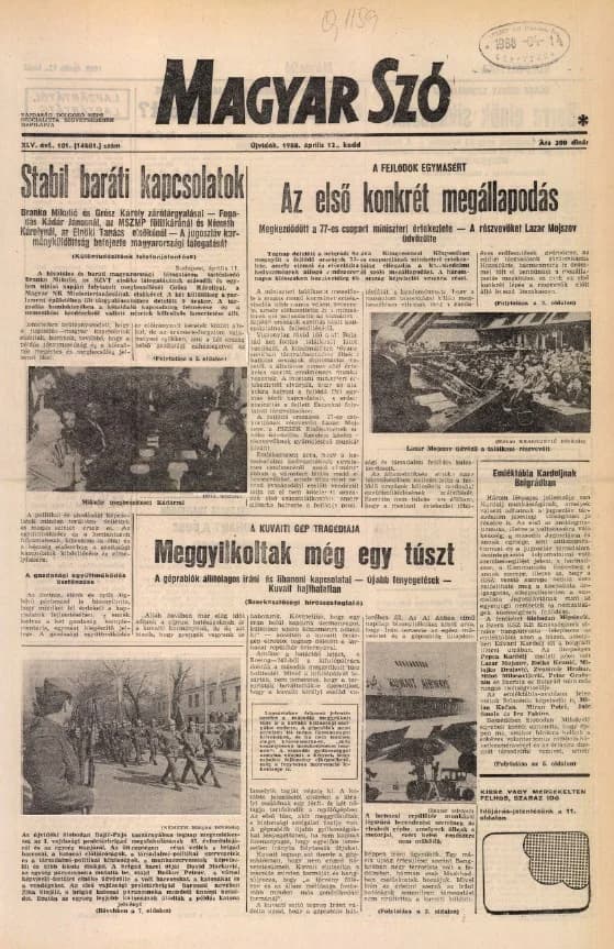 Magyar Szó, 45. évf. 1988. április 12. 101. sz. 1–20. oldal