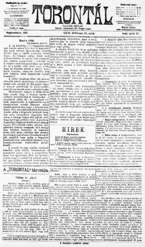 Torontál, 26. évf. 1897. április 27. 95. sz.