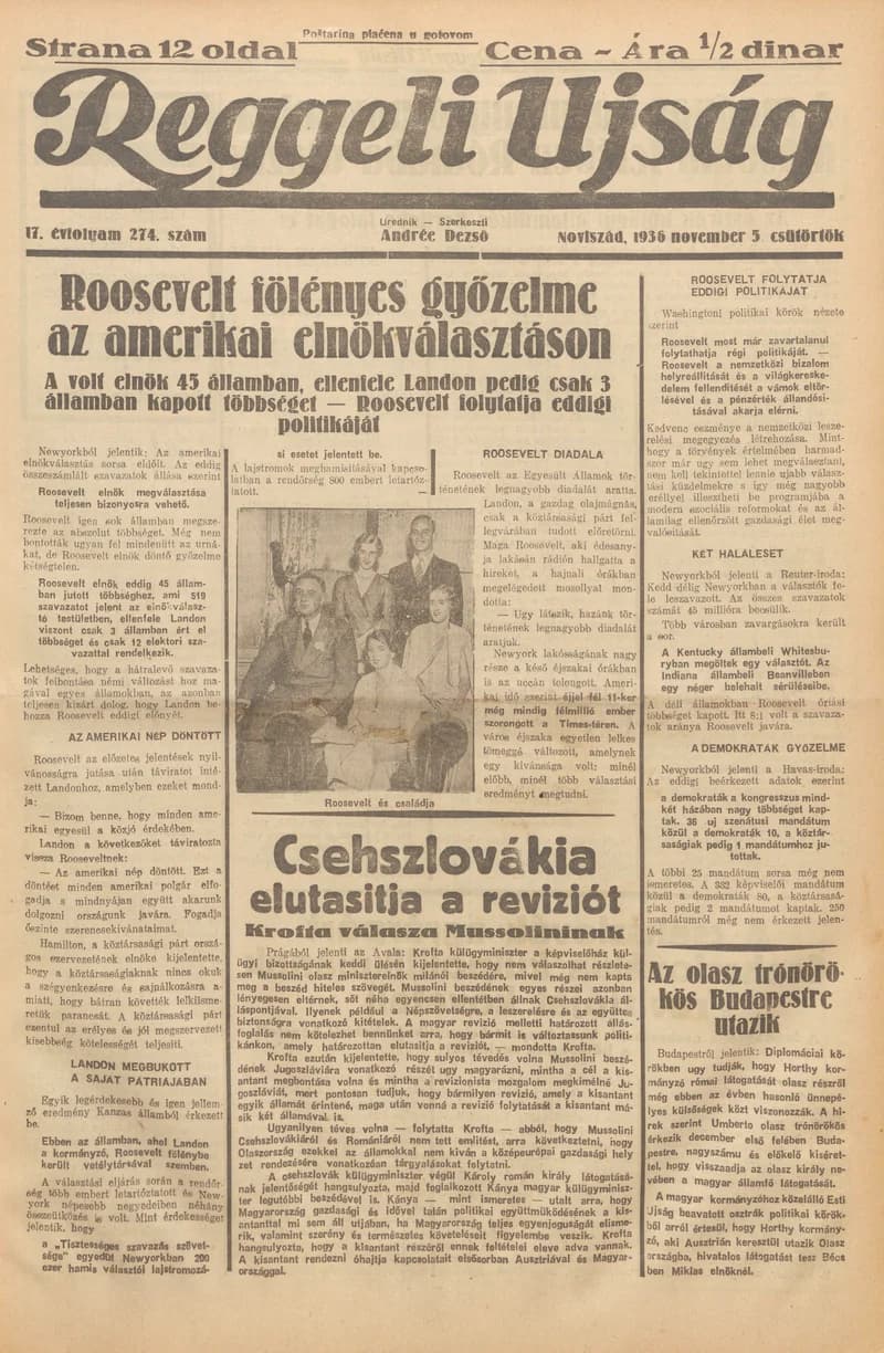 Reggeli Újság, 17. évf. 1936. november 5. 274. sz.