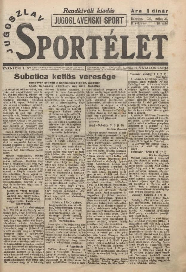 Jugoszláv sportélet, 2. évf. 1923. május 23. 18. sz.