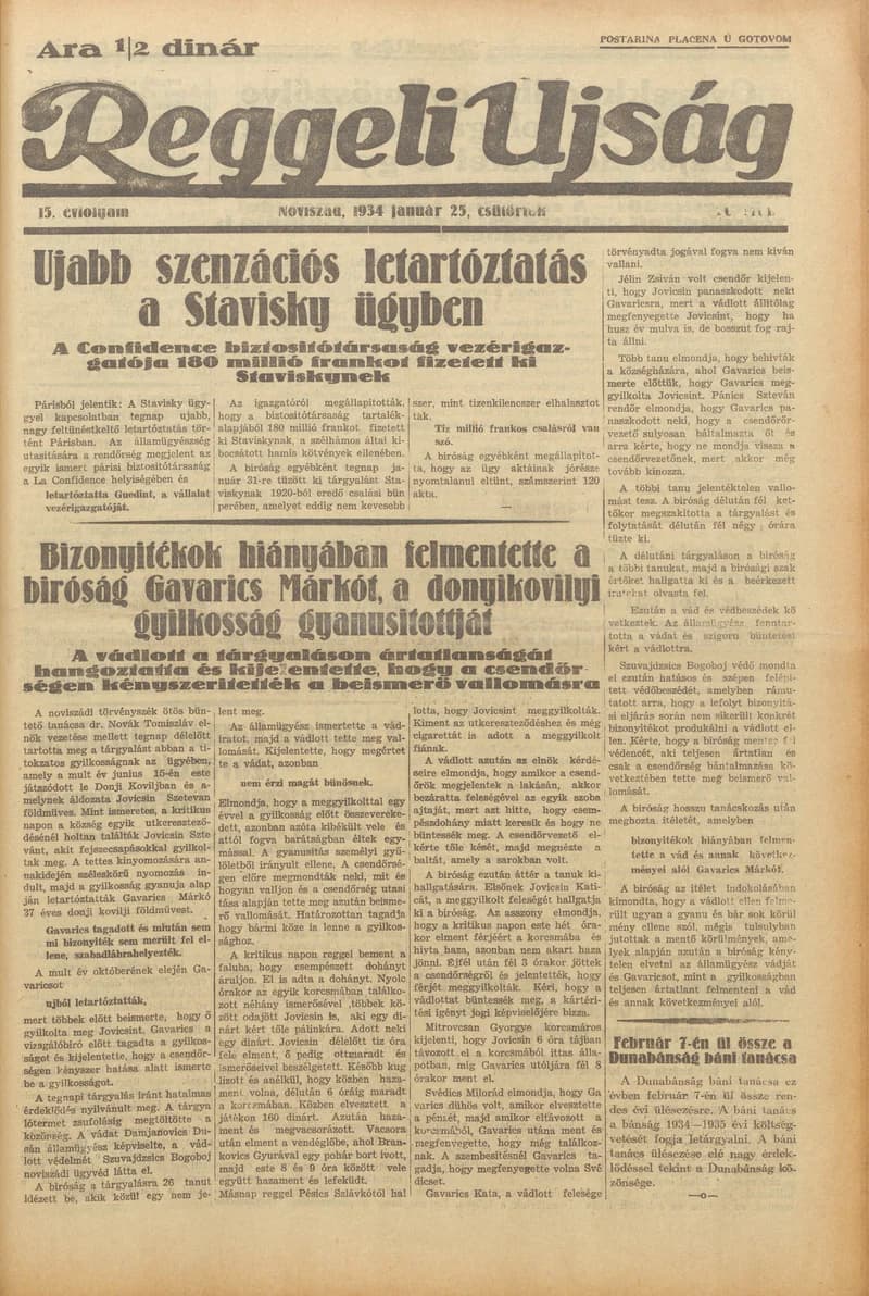 Reggeli Újság, 15. évf. 1934. január 25. 20. sz.