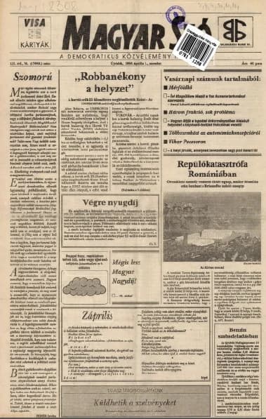 Magyar Szó, 52. évf. 1995. április 1. 76. sz. 1–16. oldal