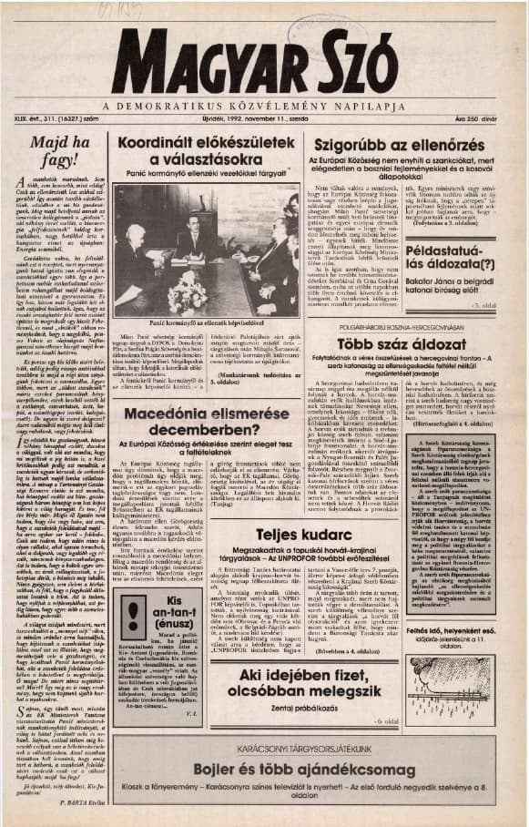 Magyar Szó, 49. évf. 1992. november 11. 311. sz. 1–16. oldal