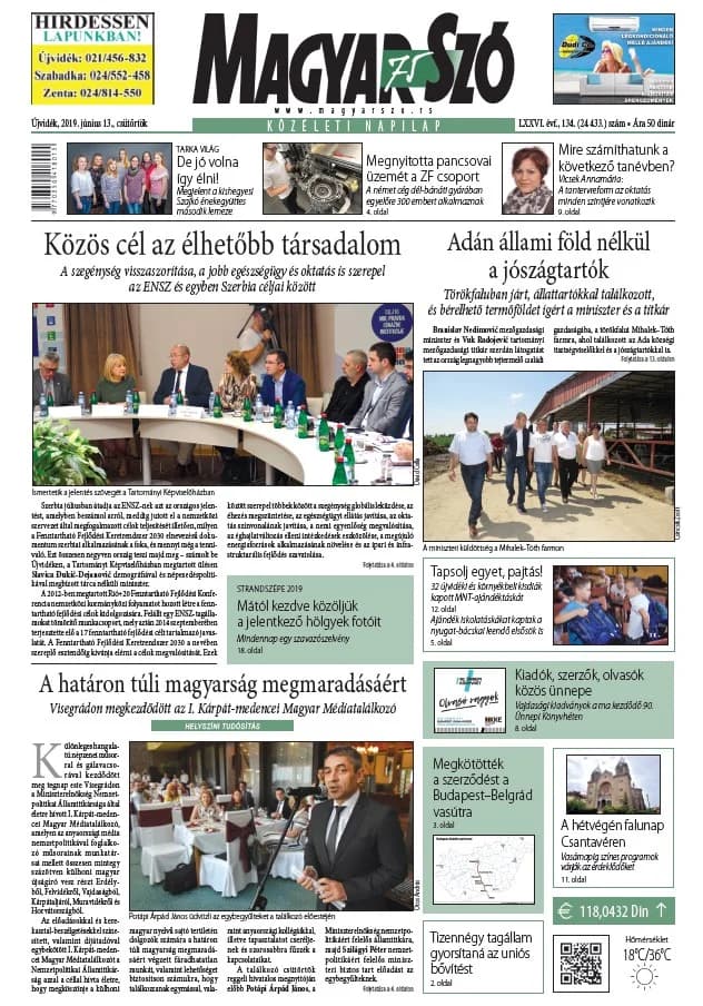 Magyar Szó, 76. évf. 2019. június 13. 134. sz. 1–20. oldal