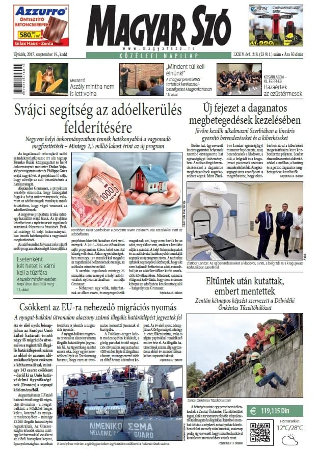 Magyar Szó, 74. évf. 2017. szeptember 19. 218. sz. 1–20. oldal