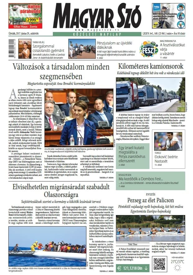 Magyar Szó, 74. évf. 2017. június 29. 148. sz. 1–20. oldal
