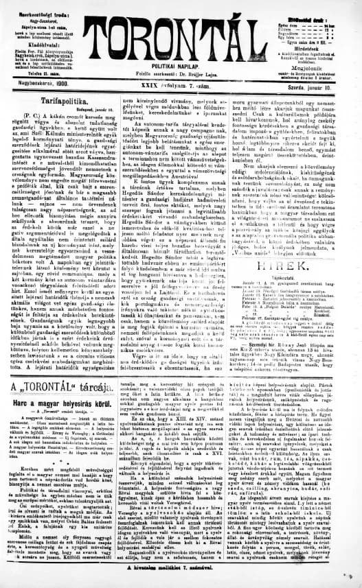 Torontál, 29. évf. 1900. január 10. 7. sz.