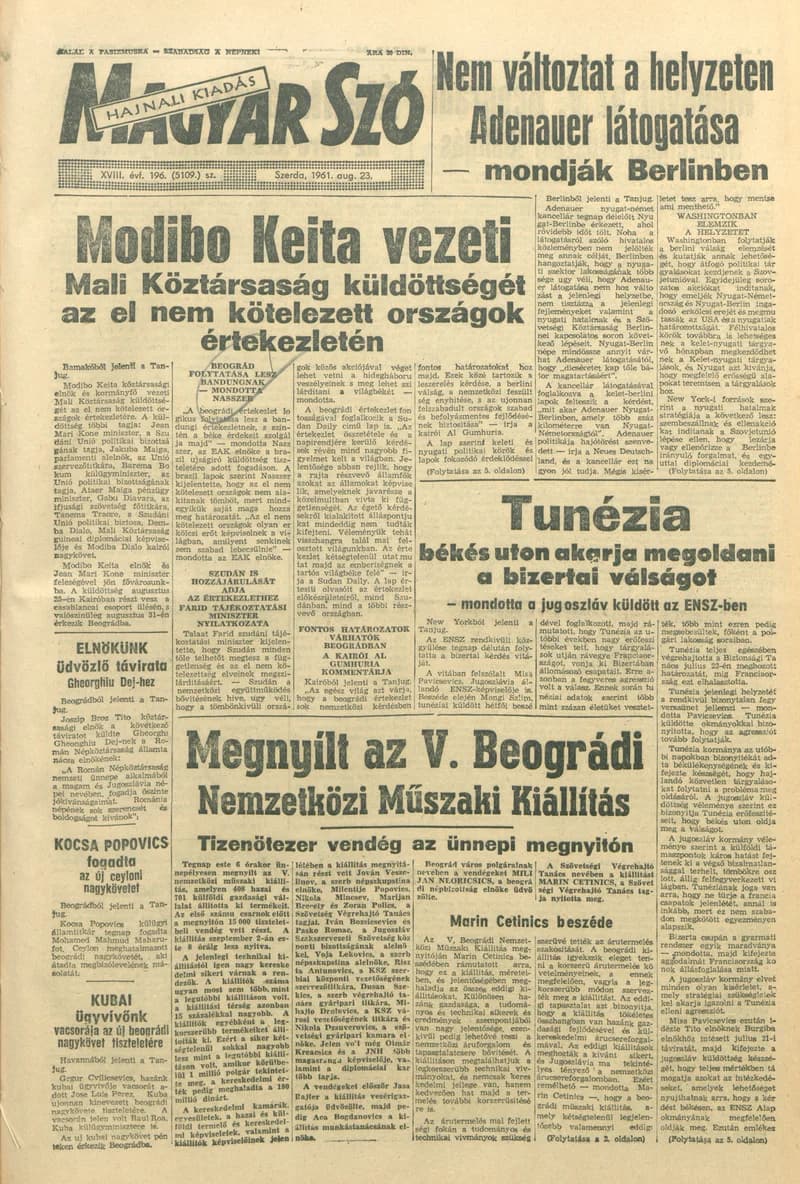 Magyar Szó, 18. évf. 1961. augusztus 23. 196. sz. 1–12. oldal