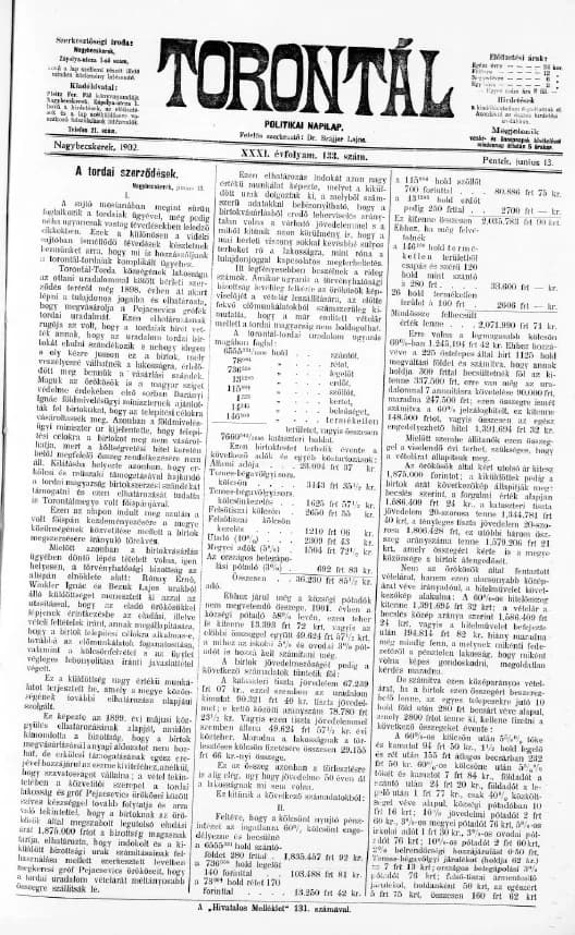 Torontál, 31. évf. 1902. június 13. 133. sz.