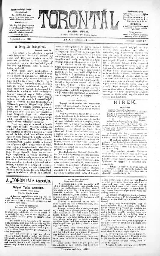 Torontál, 29. évf. 1900. január 20. 16. sz.