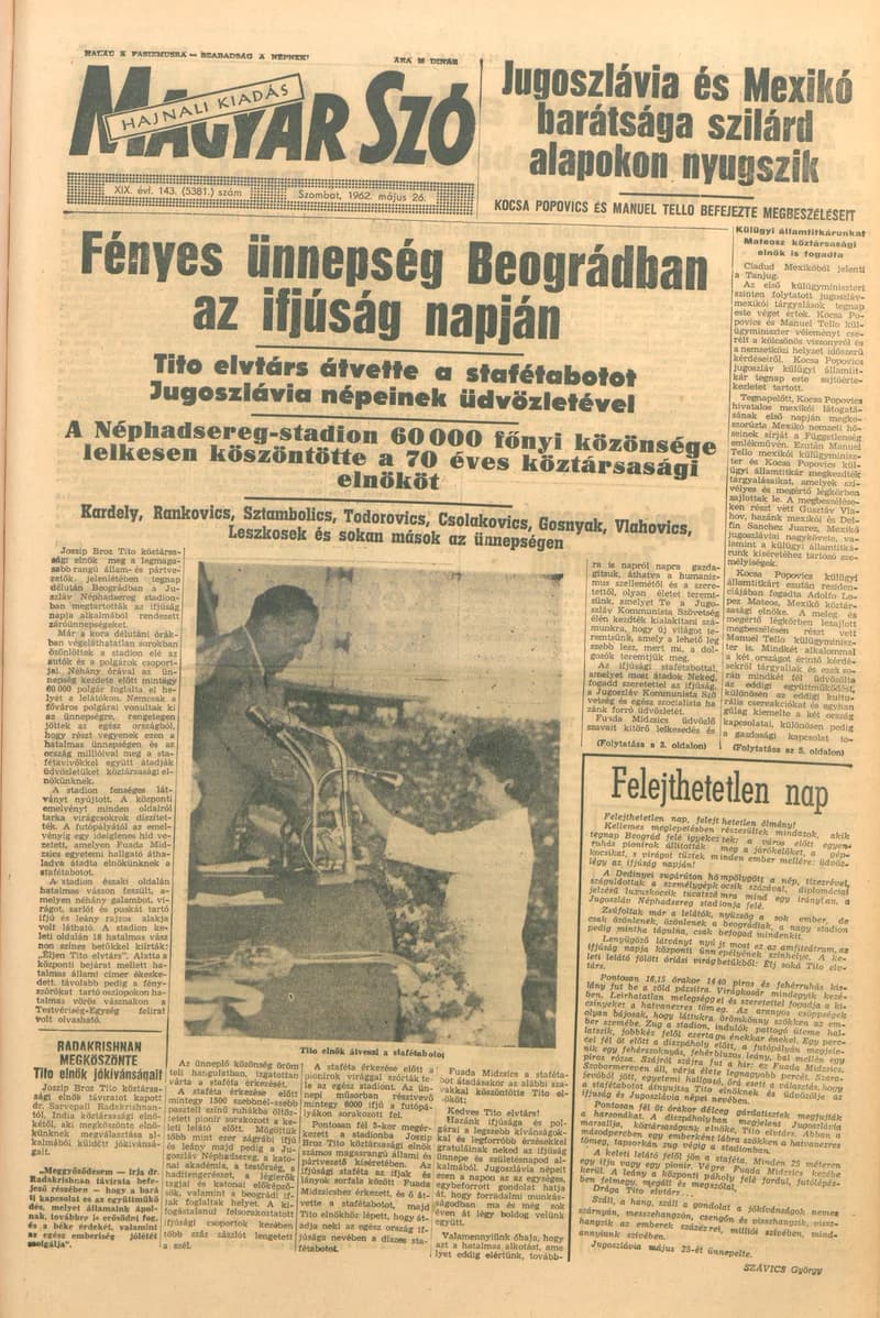 Magyar Szó, 19. évf. 1962. május 26. 143. sz. 1–12. oldal