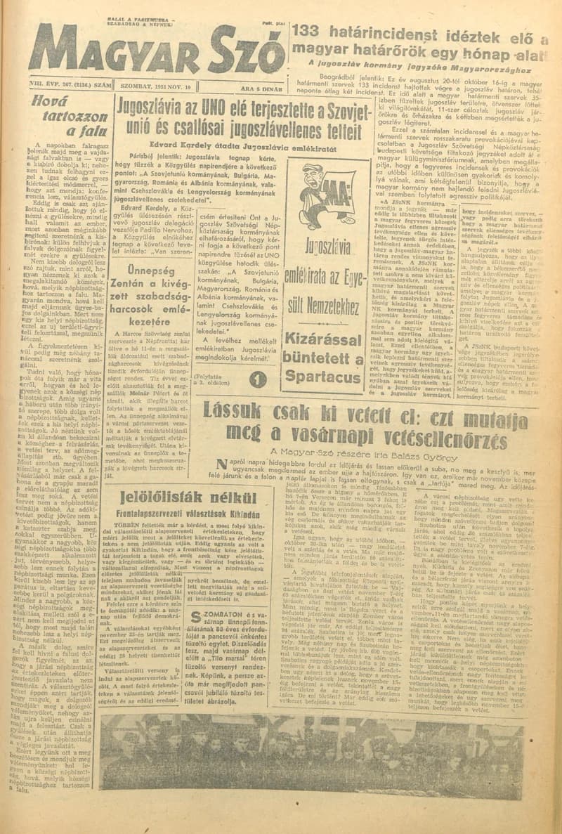 Magyar Szó, 8. évf. 1951. november 10. 267. sz. 1–4. oldal