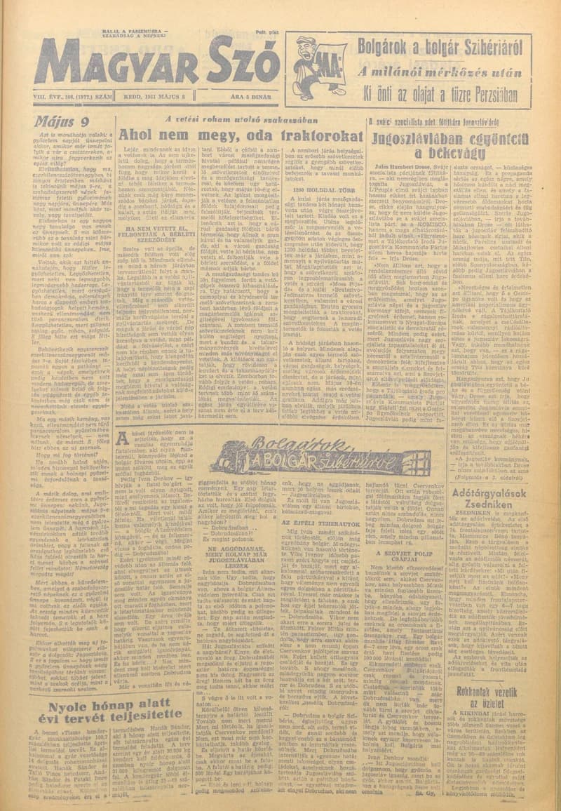 Magyar Szó, 8. évf. 1951. május 8. 108. sz. 1–4. oldal
