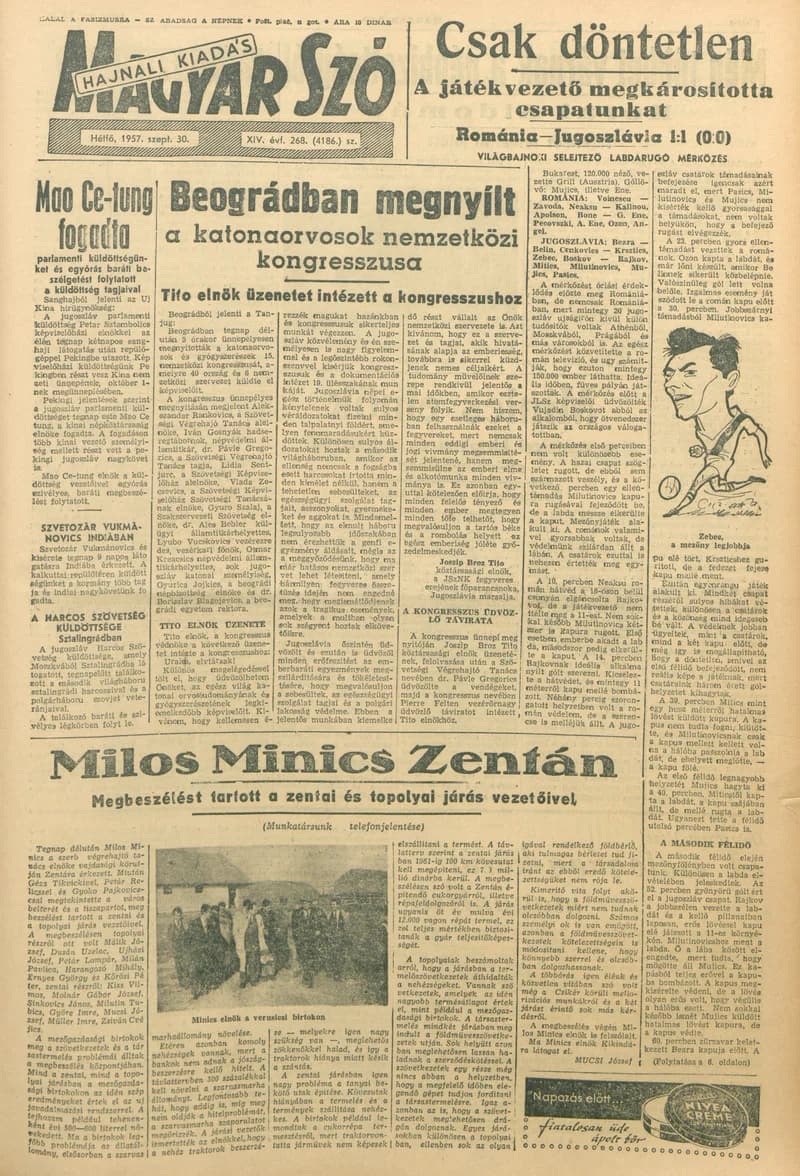 Magyar Szó, 14. évf. 1957. szeptember 30. 268. sz. 1–12. oldal