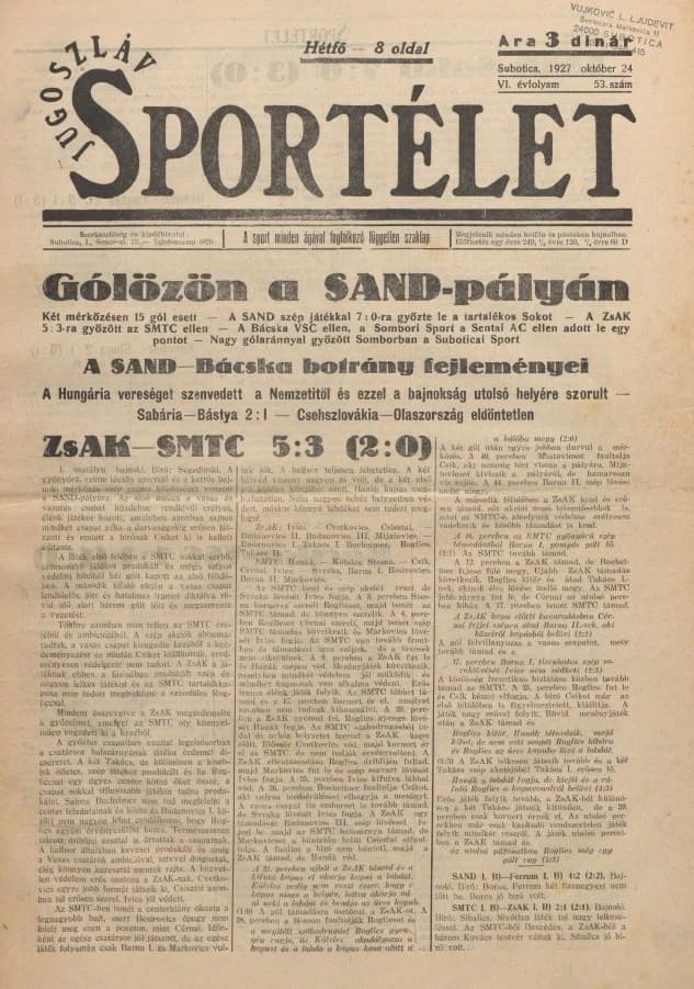 Jugoszláv sportélet, 6. évf. 1927. október 24. 53. sz.