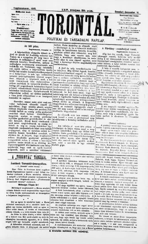 Torontál, 24. évf. 1895. december 14. 288. sz.