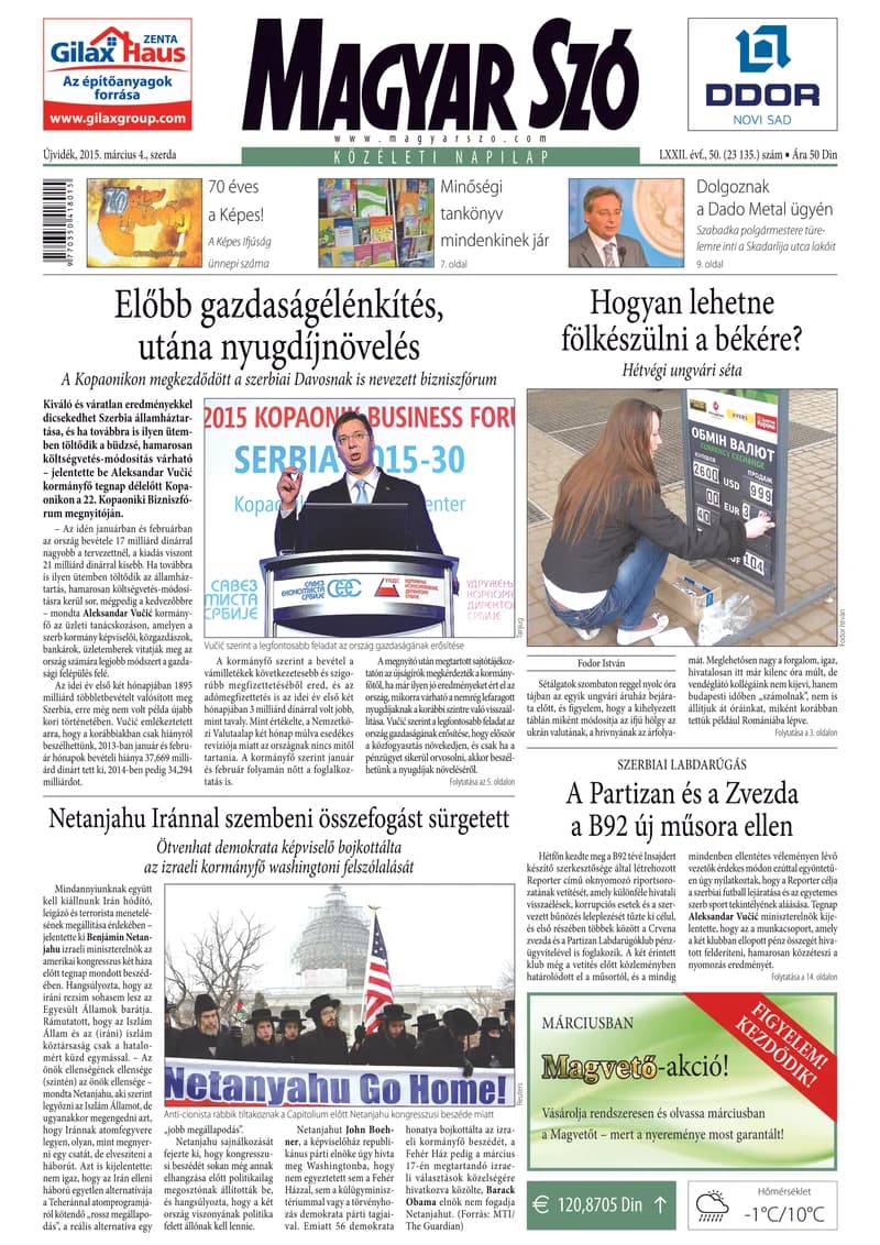 Magyar Szó, 72. évf. 2015. március 4. 50. sz. 1–16. oldal