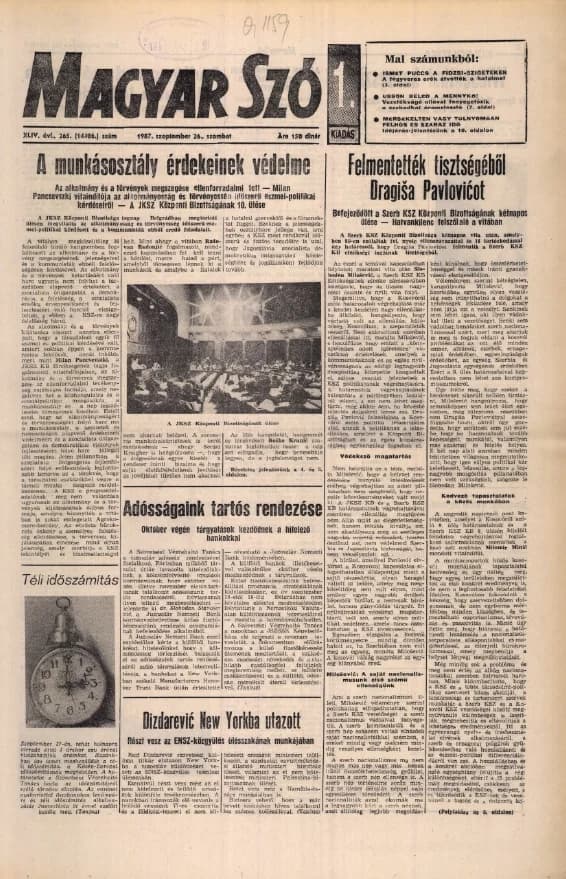 Magyar Szó, 44. évf. 1987. szeptember 26. 265. sz. 1–20. oldal