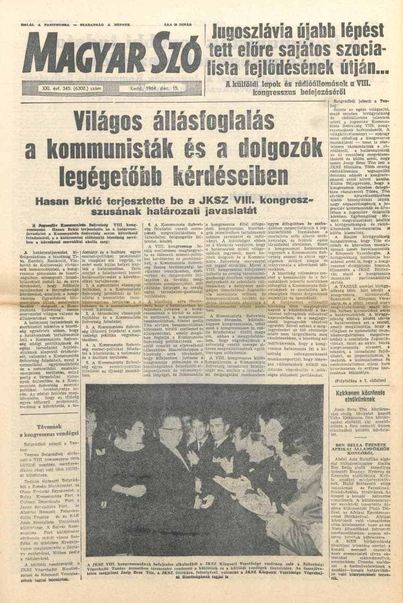 Magyar Szó, 21. évf. 1964. december 15. 345. sz. 1–16. oldal
