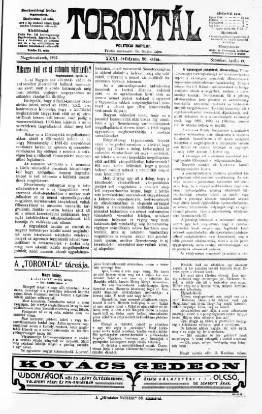 Torontál, 31. évf. 1902. április 19. 90. sz.