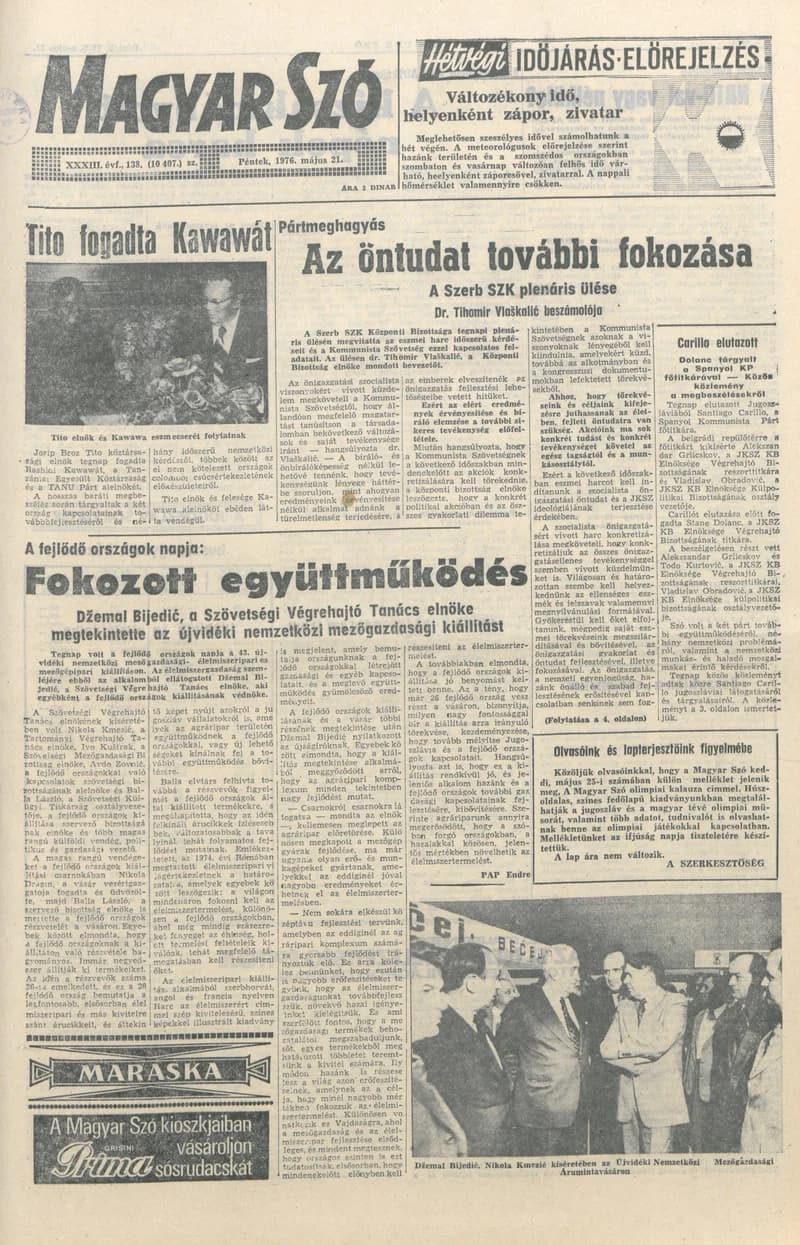 Magyar Szó, 33. évf. 1976. május 21. 138. sz. 1–22. oldal