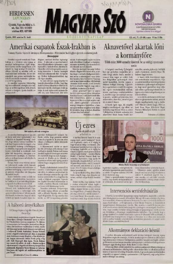 Magyar Szó, 60. évf. 2003. március 25. 71. sz. 1–16. oldal