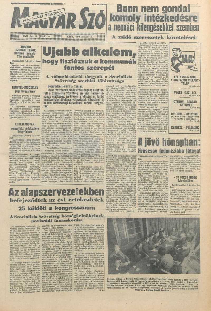 Magyar Szó, 17. évf. 1960. január 12. 8. sz. 1–20. oldal
