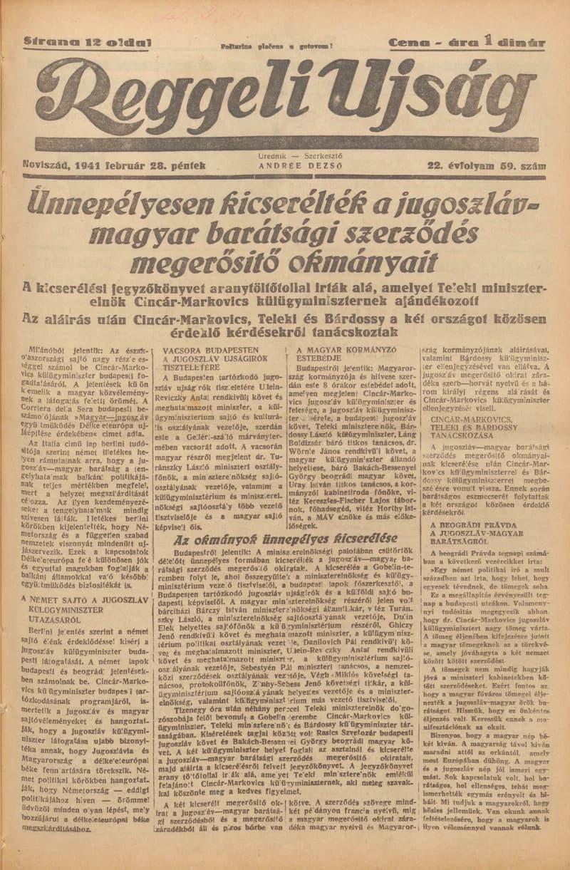 Reggeli Újság, 22. évf. 1941. február 28. 59. sz.
