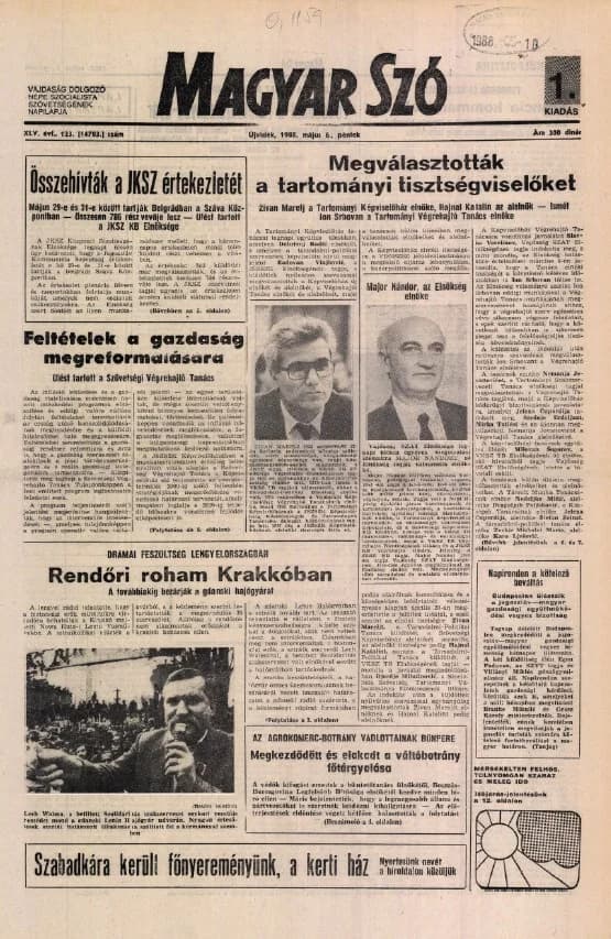 Magyar Szó, 45. évf. 1988. május 6. 123. sz. 1–24. oldal