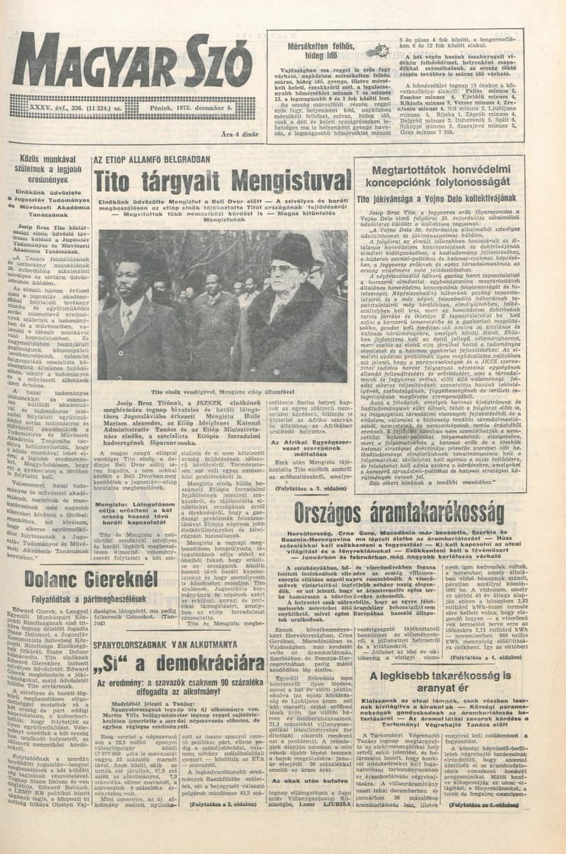 Magyar Szó, 35. évf. 1978. december 8. 336. sz. 1–20. oldal