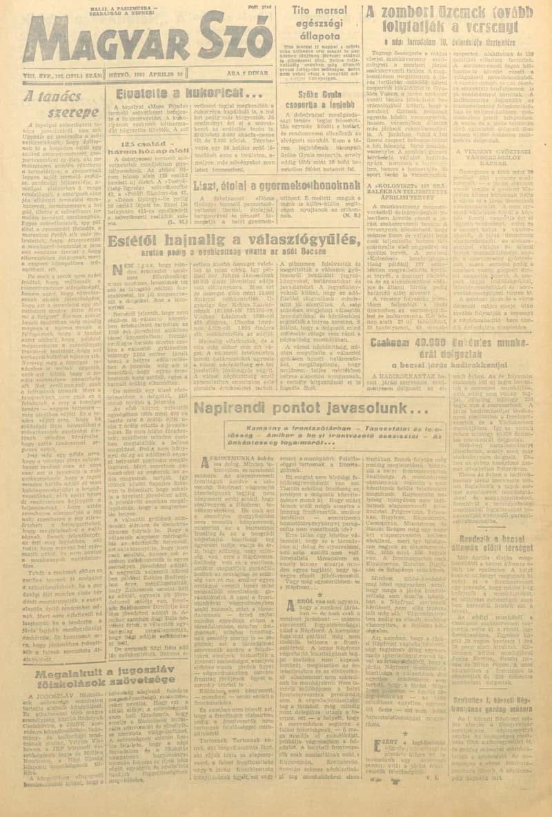 Magyar Szó, 8. évf. 1951. április 30. 102. sz. 1–4. oldal