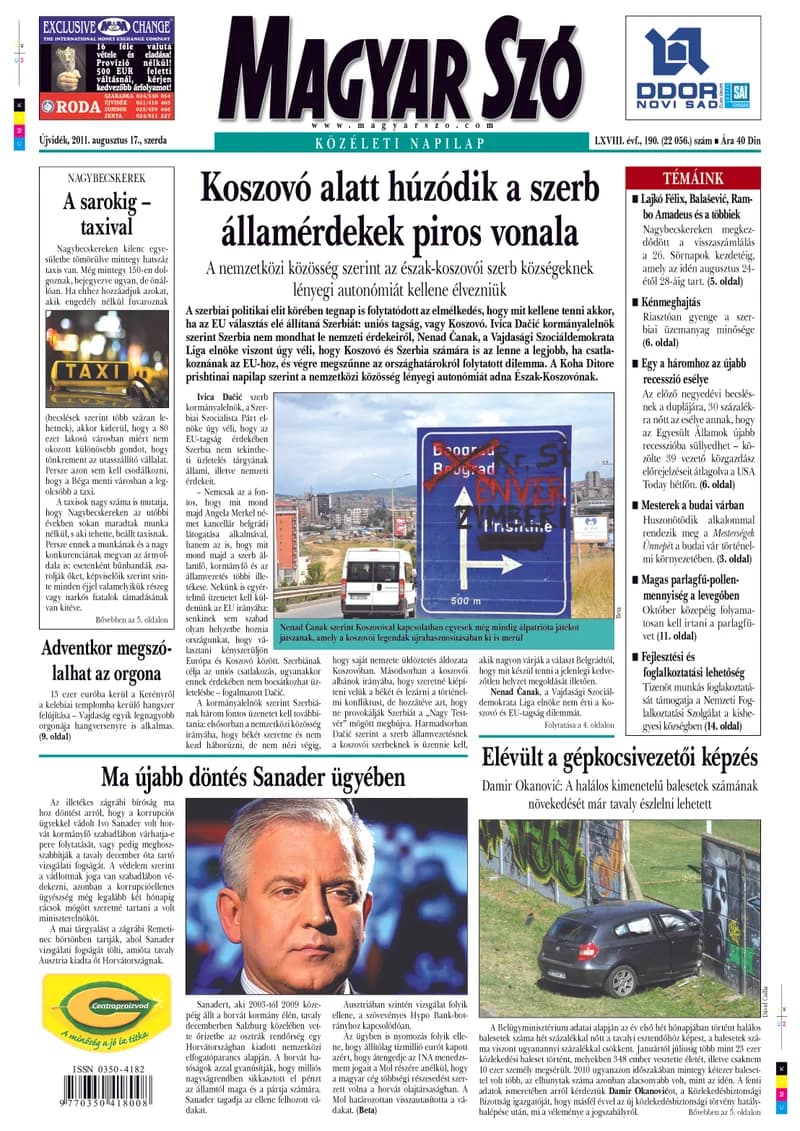 Magyar Szó, 68. évf. 2011. augusztus 17. 190. sz. 1–20. oldal